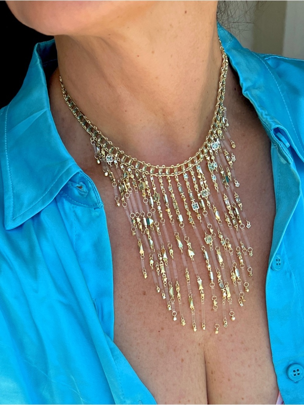 KENDRA SCOTT Maxen Bib Statement necklace in Gold NWT